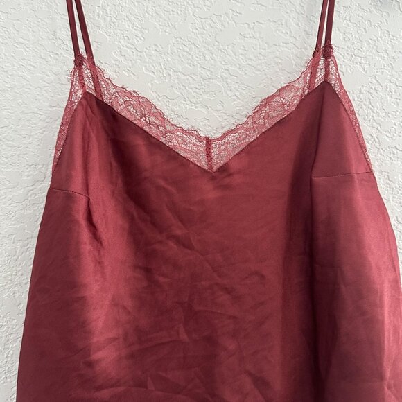 Victoria's Secret Camisole Womens M Burgundy Cropped Lace‎ Trim Satin Y2K 90s - Picture 3 of 10